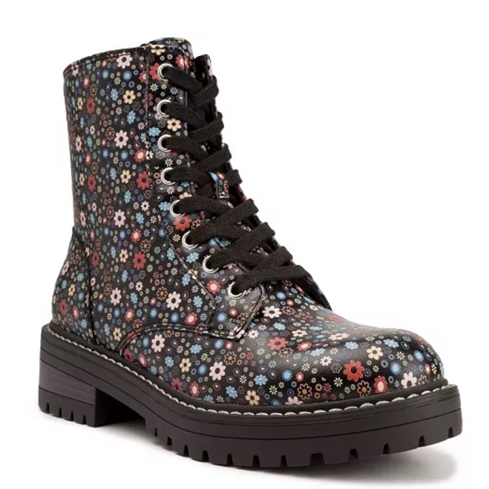 NWT Sugar Kaedy floral combat boots